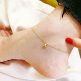 925 Sterling Silver Female Ball Leg Bracelet Anklet 14K Plated Fine Jewelry