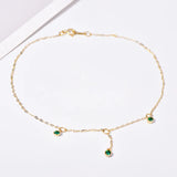 S925 Silver Bracelet Anklet 14K Emerald Crytal Anklets Roun