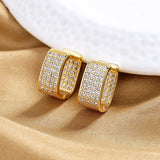 S925 Square Zircon Hoop Earrings, 15MM, Engagement Gift