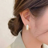 S925 Square Zircon Hoop Earrings, 15MM, Engagement Gift