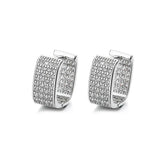 S925 Square Zircon Hoop Earrings, 15MM, Engagement Gift