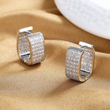 S925 Square Zircon Hoop Earrings, 15MM, Engagement Gift