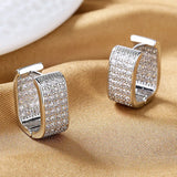S925 Square Zircon Hoop Earrings, 15MM, Engagement Gift