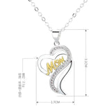 S925 Sterling Silver 18" Mom Zircon Heart Necklace Women Charm Gift Jewelry