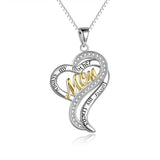Sterling Silver Zircon Heart Necklace for Women - Mom Gift