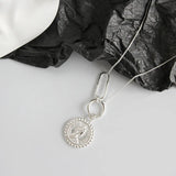 925 Sterling Silver Elizabeth Coin Pendant Necklace for Women