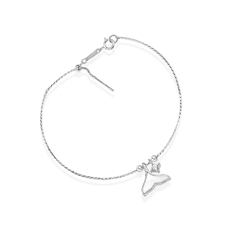 S925 Sterling Silver Fishtailing Bracelet 14K Real Jewelry Anniversary Gift
