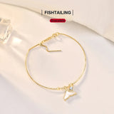 S925 Sterling Silver Fishtailing Bracelet 14K Real Jewelry Anniversary Gift