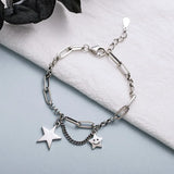 S925 Star Bracelet for Women, Thai Silver Retro Student Bracelet