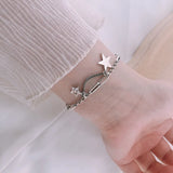 S925 Star Bracelet for Women, Thai Silver Retro Student Bracelet