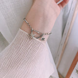 S925 Star Bracelet for Women, Thai Silver Retro Student Bracelet
