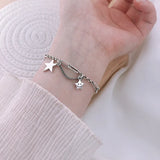 S925 Star Bracelet for Women, Thai Silver Retro Student Bracelet