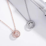 925 Silver Star Necklace with Diamonds Circle Pendant