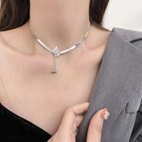 S925 Snake Bone Chain Necklace with Butterfly Clavicle Chain