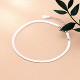 S925 Sterling Silver Flat Snake Chain Anklet Bracelet Women Delicate Foot Chain