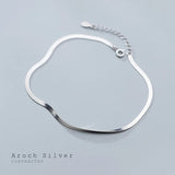 S925 Sterling Silver Flat Snake Chain Anklet Bracelet Women Delicate Foot Chain