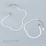 S925 Sterling Silver Flat Snake Chain Anklet Bracelet Women Delicate Foot Chain