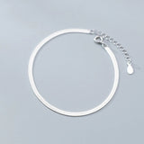 S925 Sterling Silver Flat Snake Chain Anklet Bracelet Women Delicate Foot Chain