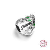 S925 Silver Flower Love Mom Heart Beads for Jewelry Making