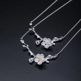 S925 Sterling Silver Flower Necklace Antique Pear Flower Pendant