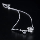 S925 Sterling Silver Flower Necklace Antique Pear Flower Pendant