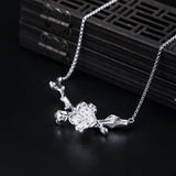 S925 Sterling Silver Flower Necklace Antique Pear Flower Pendant