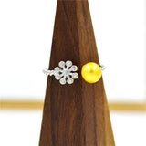 S925 Flower Ring For Pearl, DIY Jewelry Making