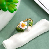 S925 Sterling Silver Flowers Ring Autumn Winter Retro Enamel Ring