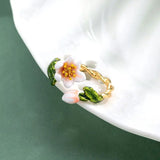 S925 Sterling Silver Flowers Ring Autumn Winter Retro Enamel Ring