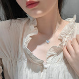 S925 Sterling Silver Fritillary Butterfly Necklace Vintage Gothic Girl Chain