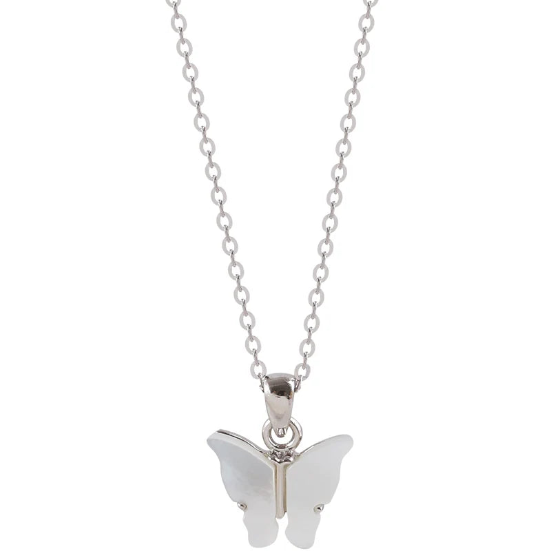 S925 Sterling Silver Fritillary Butterfly Necklace Vintage Gothic Girl Chain