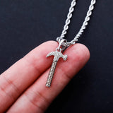 S925 Sterling Silver CZ Stone Paved Hammer Pendant Necklace