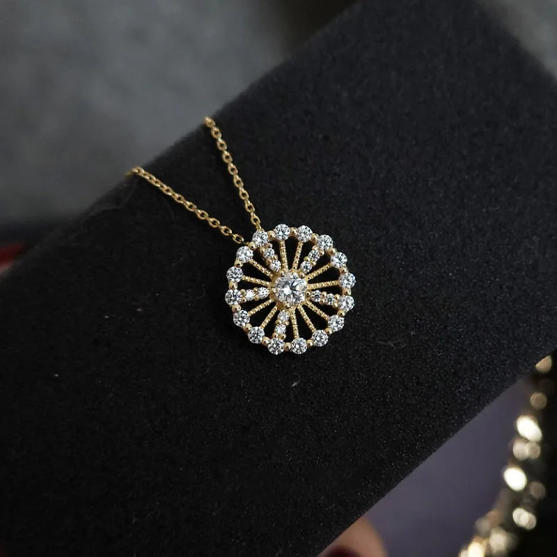 S925 Sterling Silver Diamond Ferris Wheel Necklace