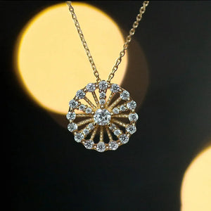 S925 Sterling Silver Diamond Ferris Wheel Necklace