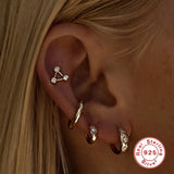 S925 Silver Zircon Octagonal Star Earrings