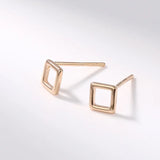 925 Silver Geometric Hollow Square Stud Earrings for Women Jewelry