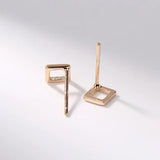 925 Silver Geometric Hollow Square Stud Earrings for Women Jewelry