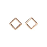 925 Silver Geometric Hollow Square Stud Earrings for Women Jewelry
