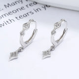 S925 Geometric Hoop Earrings Diamond Cone Earring