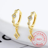 S925 Geometric Hoop Earrings Diamond Cone Earring