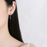 S925 Geometric Hoop Earrings Diamond Cone Earring