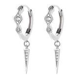 S925 Geometric Hoop Earrings Diamond Cone Earring