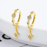 S925 Geometric Hoop Earrings Diamond Cone Earring