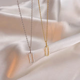 Sterling Silver Geometric Necklace with Diamond Pendant