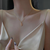 Sterling Silver Geometric Necklace with Diamond Pendant