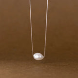 S925 Silver Baroque Pearl Short Necklace Pendant