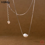 S925 Silver Baroque Pearl Short Necklace Pendant
