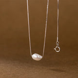 S925 Silver Baroque Pearl Short Necklace Pendant
