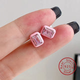 Sterling Silver Geometric Stud Earring Colored Zircon Crystal Party Wedding Gift