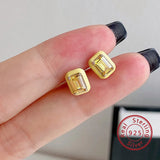 Sterling Silver Geometric Stud Earring Colored Zircon Crystal Party Wedding Gift